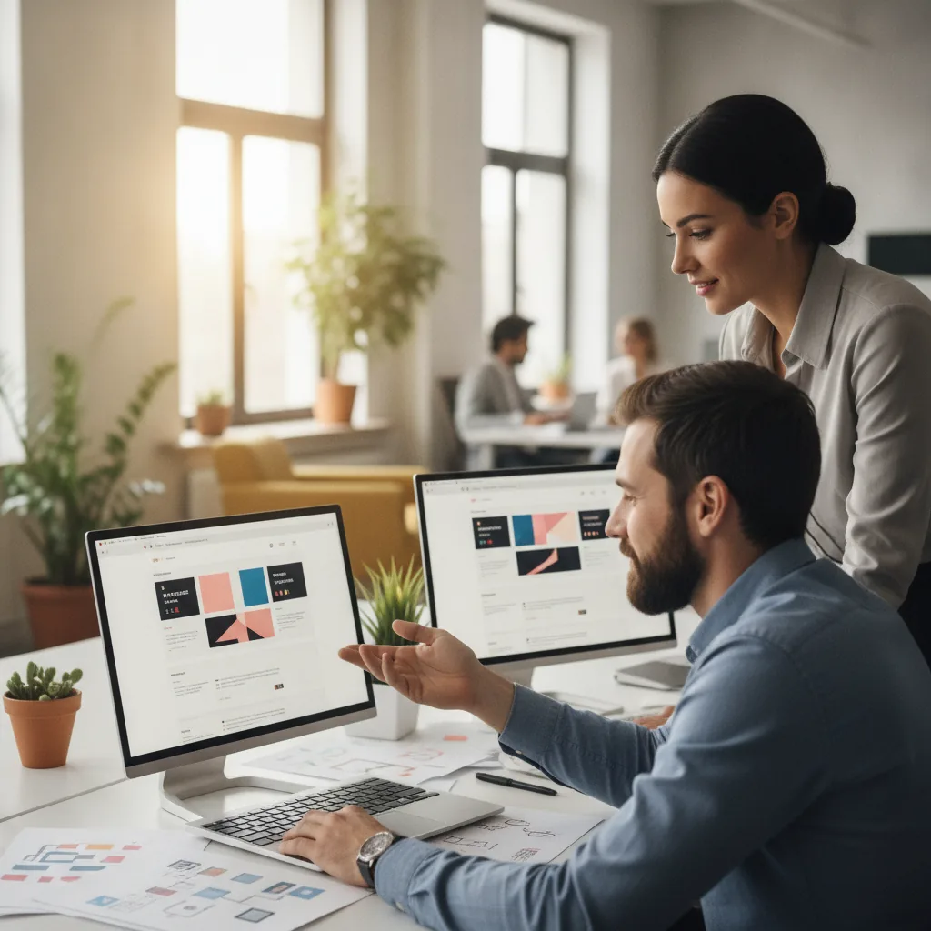 real photo of a web developer collaborating on